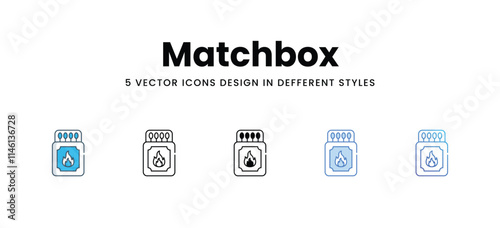Matchbox icons in different style vector stock illustration