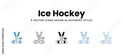 Photography Ice Hockey icons in different style vector stock illustration