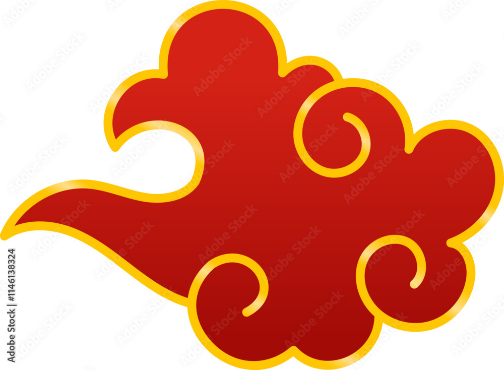 red cloud with gold outline chinese new year celebration ornament red cloud with gold outline chinese new year celebration ornament
