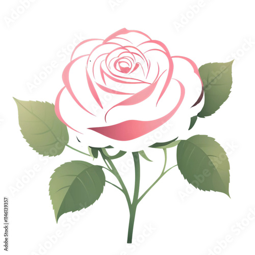 Pink rose, vector illustration 