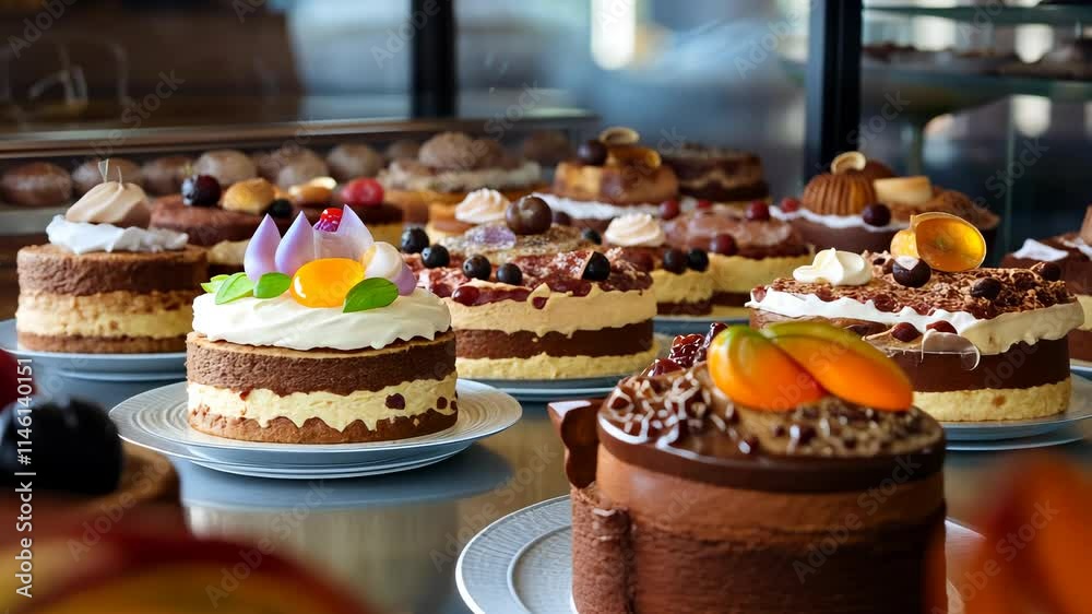 Assortment of Delicious Cakes in a Bakery Assortment of Delicious Cakes in a Bakery