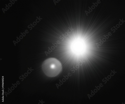 White lens flare effect on a dark background photo