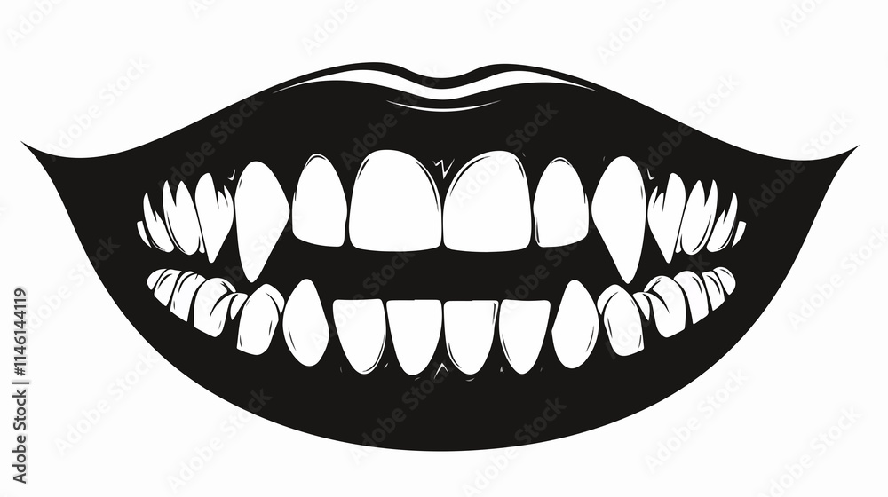 Sharp Vampire Teeth Clip Art Vector Silhouette Illustration Sharp Vampire Teeth Clip Art Vector Silhouette Illustration