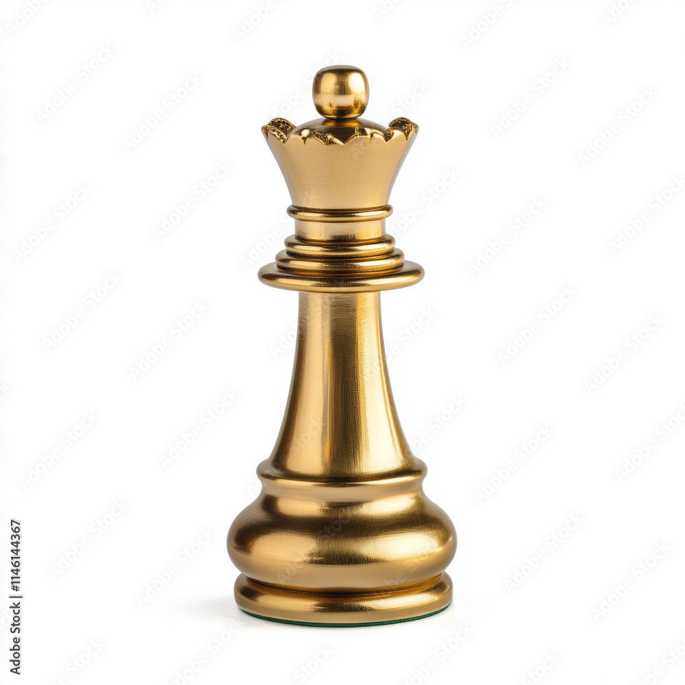 Golden Chess Queen, isolated on a white background Golden Chess Queen, isolated on a white background