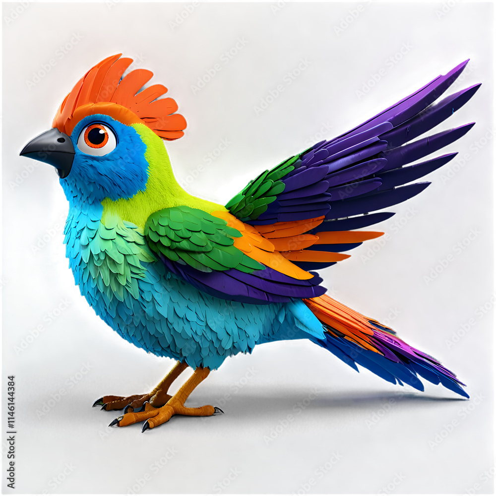 Obraz premium funny parrot bird cartoon 3d rendering