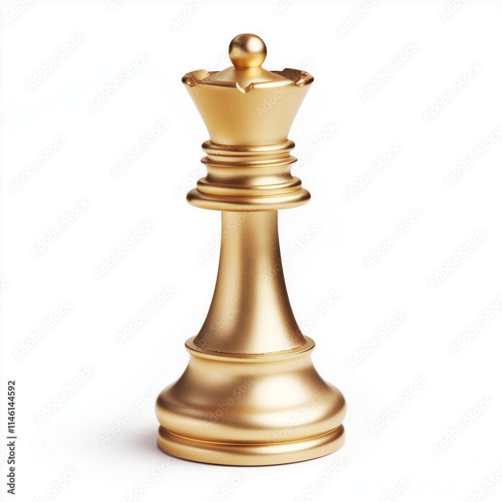 Golden Chess Queen, isolated on a white background Golden Chess Queen, isolated on a white background