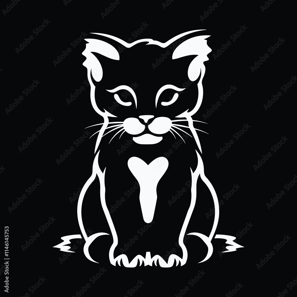 Obraz premium Elegant Silhouette Of A Black And White Puma Vector Illustration