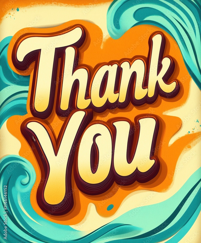 Thank you card with swirling orange and teal patterns Thank you card with swirling orange and teal patterns