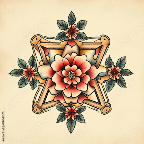 Star of David Judaism tattoo flash illustration photo