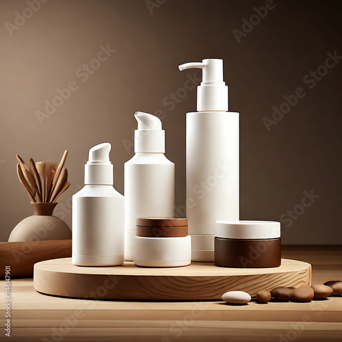 Natural Skincare Collection in Beige Tones product mockup.
