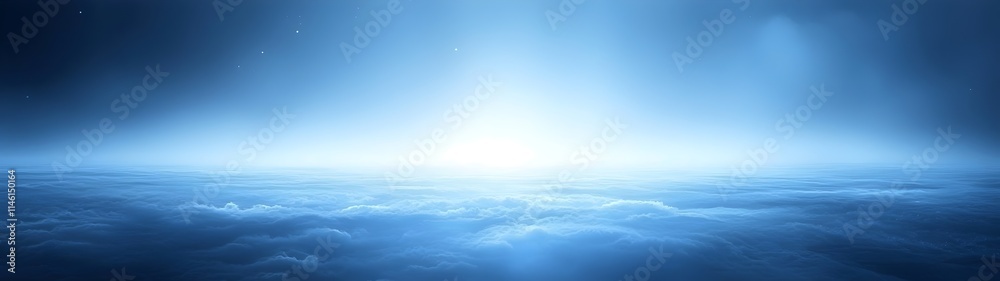 A serene, atmospheric landscape showcasing a vast ocean of clouds illuminated by a soft blue light, creating a tranquil and dreamlike mood. A serene, atmospheric landscape showcasing a vast ocean of clouds illuminated by a soft blue light, creating a tranquil and dreamlike mood.