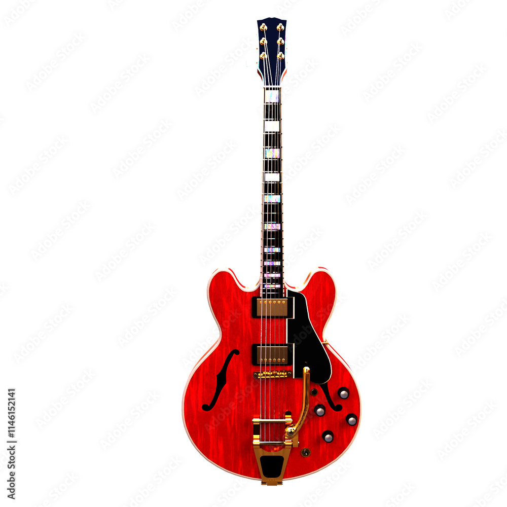 Fototapeta premium 3d render red guitar with transparent background
