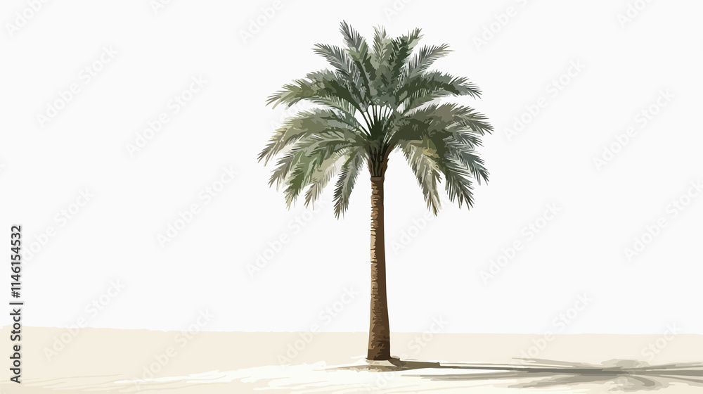 Obraz premium Elegant Date Palm Tree Silhouette on White Background Flat Vector Illustration