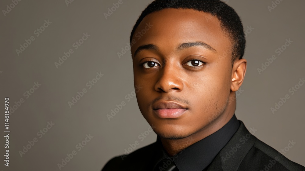 Obraz premium Confident Businessman Portrait of a Successful Black Man in Suit and Tie on Gray Background