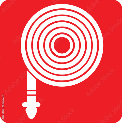 hose black and white icon vector symbol fire hose reel sign symbol. vector icon