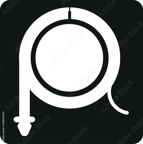 hose black and white icon vector symbol fire hose reel sign symbol. vector icon