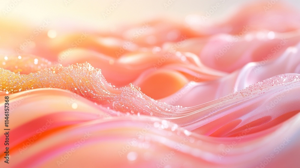 A vibrant 3D landscape filled with pulsing energy, light waves spreading in pink and peach hues across the entire scene, creating a flowing and dynamic atmosphere, captured in 4K detail A vibrant 3D landscape filled with pulsing energy, light waves spreading in pink and peach hues across the entire scene, creating a flowing and dynamic atmosphere, captured in 4K detail