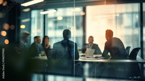 Business meeting in a modern office, symbolizing collaboration and strategic planning.