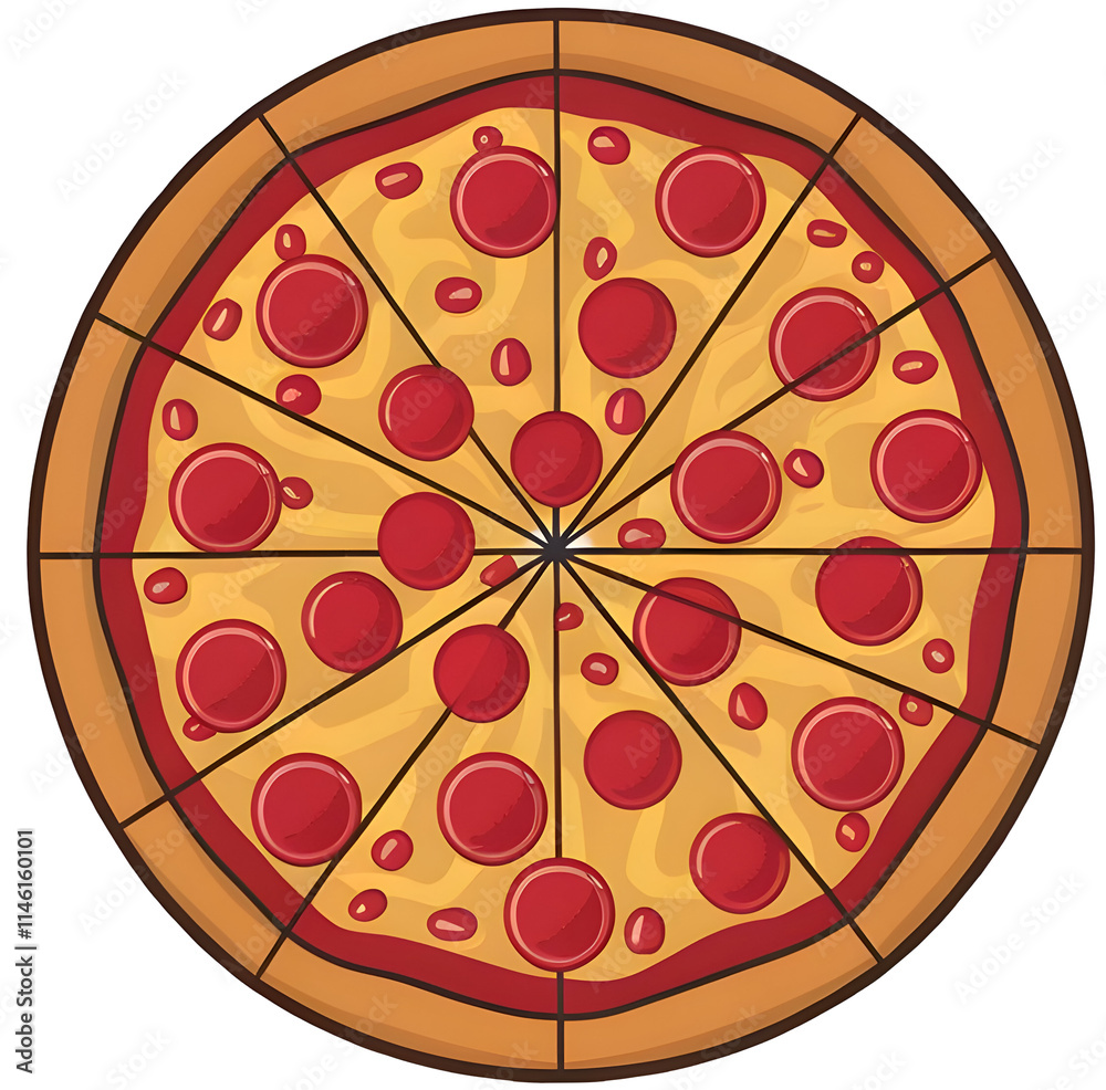 Illustration of a well-cooked pizza Illustration of a well-cooked pizza