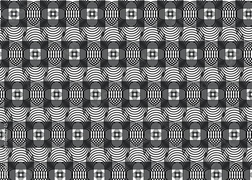 Retro black and white geometric pattern background, vector abstract circle, triangle and square lines art. Trendy bauhaus pattern backgrounds op-art set