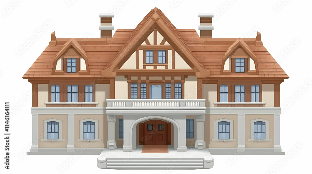 3D Illustration Suburban House Exterior 3D Illustration Suburban House Exterior
