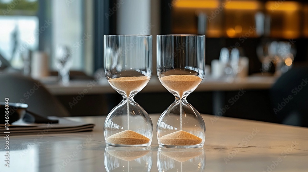 Refined hourglass on a clean white background showcasing minimalism and clarity ideal for professional contexts in a sharp editorial art style Refined hourglass on a clean white background showcasing minimalism and clarity ideal for professional contexts in a sharp editorial art style