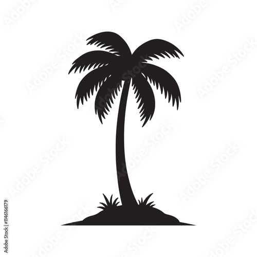 Coconut tree silhouette clipart vector