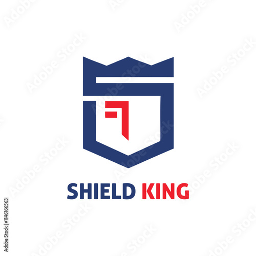 king's head in the shape of shield with crown vector logo concept 