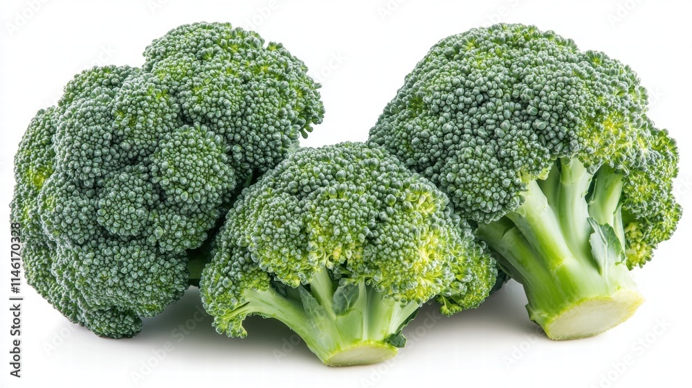 Fresh Organic Broccoli Bunch Isolated on White Background for Healthy Eating, Nutrition, Vegetarian Cuisine, and Culinary Arts Representation Fresh Organic Broccoli Bunch Isolated on White Background for Healthy Eating, Nutrition, Vegetarian Cuisine, and Culinary Arts Representation