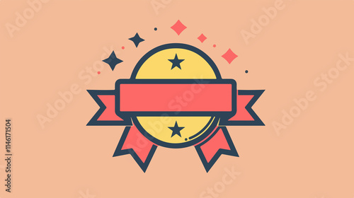 Elegant Award Ribbon Line Icon Vector Illustration