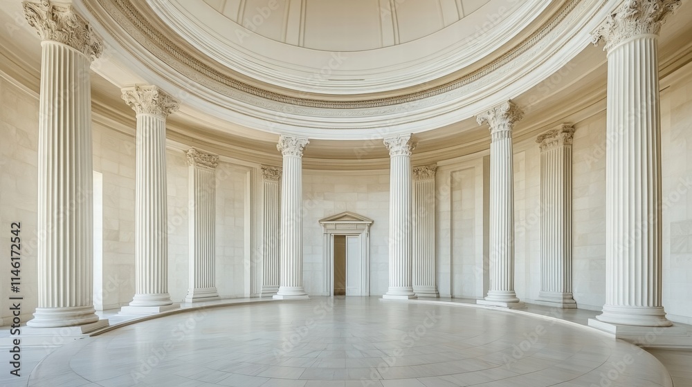 Elegant Circular Architecture Featuring Pillars and Dome, Showcasing Classic Design and Tranquil Atmosphere in an Expansive Indoor Space Ideal for Various Themes Elegant Circular Architecture Featuring Pillars and Dome, Showcasing Classic Design and Tranquil Atmosphere in an Expansive Indoor Space Ideal for Various Themes