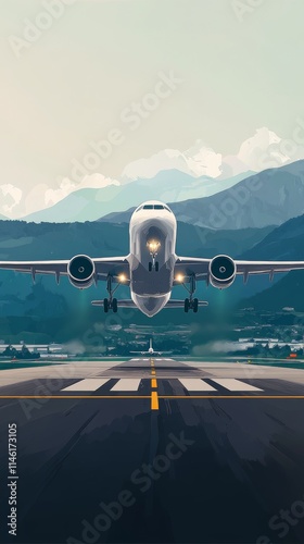 Vector Design of Commercial Airplane Taking Off