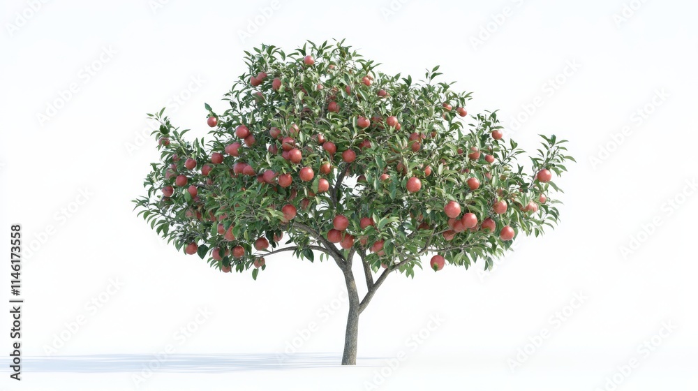 Isolated apple tree with fruits on a white background for a clean design Isolated apple tree with fruits on a white background for a clean design