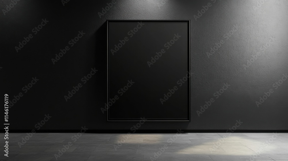 a black picture frame in a dark room