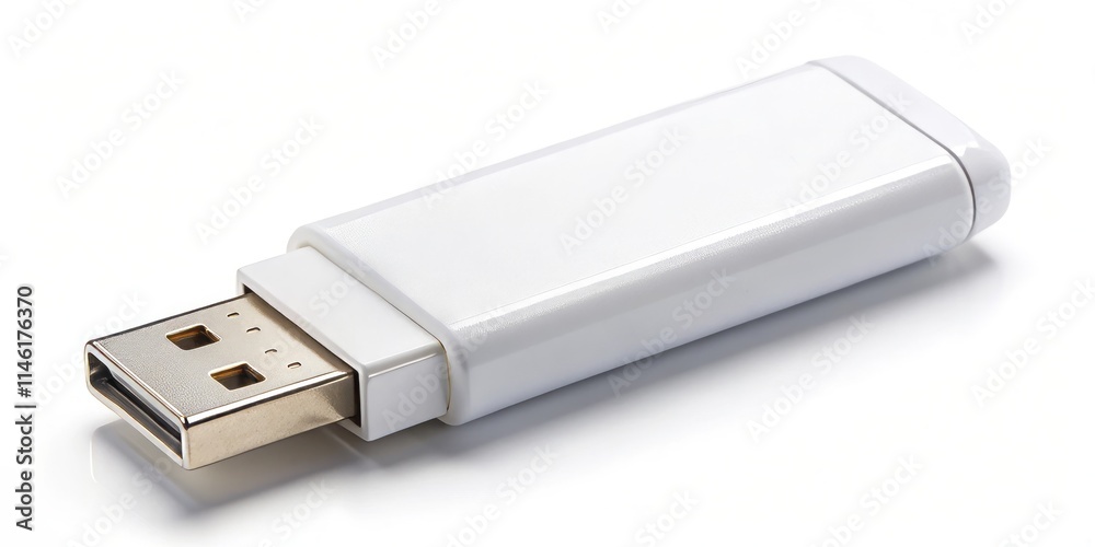 White USB Flash Drive Bird's Eye View - High Resolution Product Photo White USB Flash Drive Bird's Eye View - High Resolution Product Photo