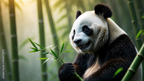 Discover adorable panda images: cute giant pandas, baby pandas playing, and pandas eating bamboo. Perfect for creative projects, presentations, and panda lovers. photo