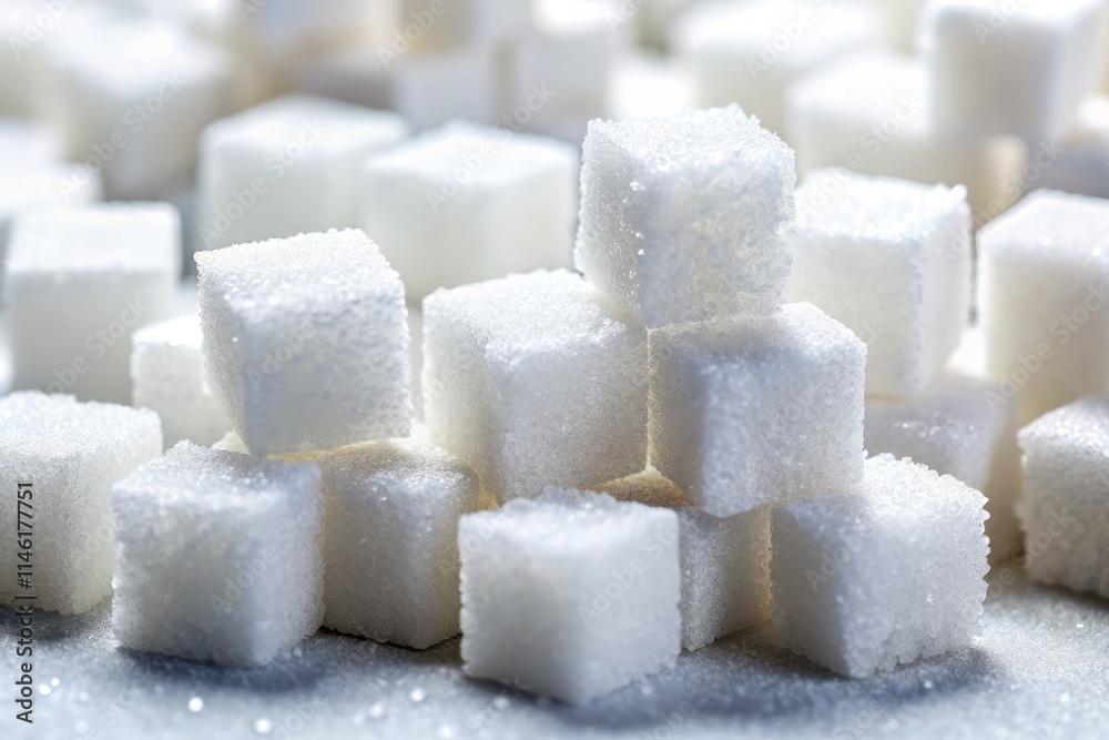 Worm's Eye View Sugar Cubes: Close-up Macro Photography of White Refined Sugar Cubes on Pure White Background Worm's Eye View Sugar Cubes: Close-up Macro Photography of White Refined Sugar Cubes on Pure White Background