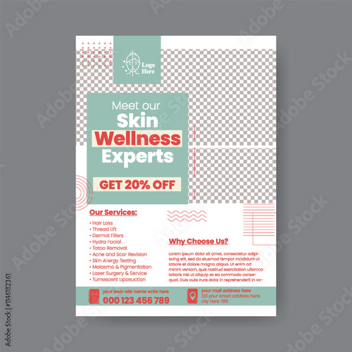 Editable print flyer or poster design for Skin care treatment and beauty cosmetics products sale flyer or poster template, suitable for Dermatology and skin care consultation leaflet brochure cover