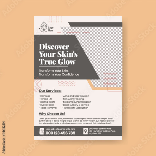 Editable print flyer or poster design for Skin care treatment and beauty cosmetics products sale flyer or poster template, suitable for Dermatology and skin care consultation leaflet brochure cover