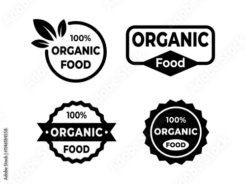 organic food icon set badge sign. Bio, Ecology, and badges, label, tag set.