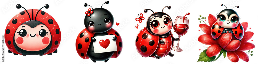 Fototapeta premium Valentine cute ladybug