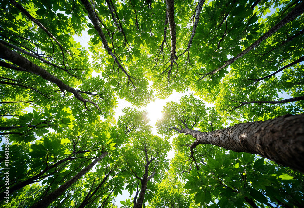 Fototapeta premium Green mangrove growth beneath, vital climate change solution, natural carbon filtration, promoting sustainable ecosystems