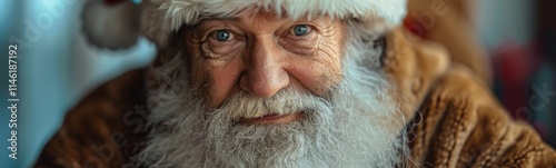 Man with a beard and a santa hat, banner photo