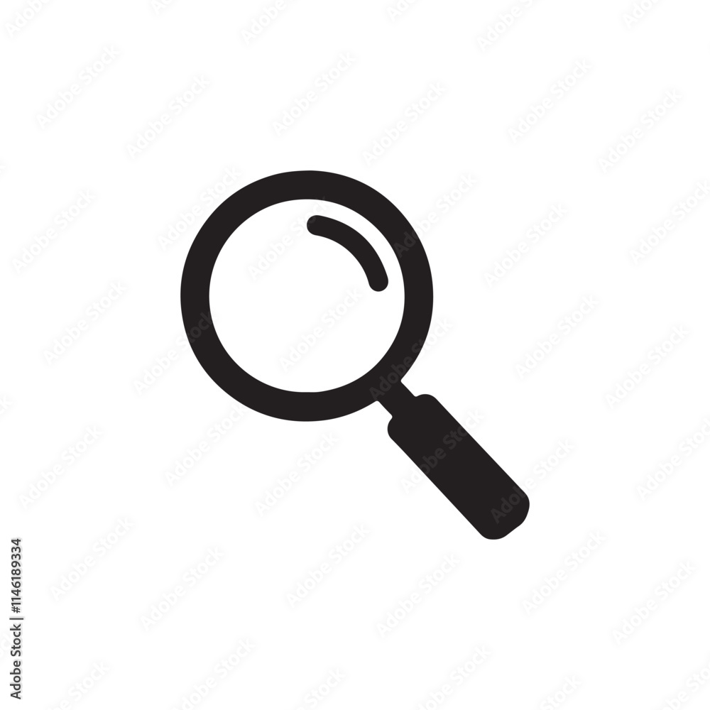 Magnifying glass icon. Black Magnifying glass icon on white background. Vector illustration Magnifying glass icon. Black Magnifying glass icon on white background. Vector illustration