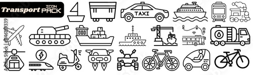 Transportation Related Editable Line Icons Pack