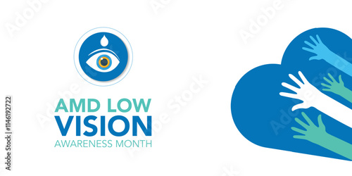 AMD/Low vision awareness month observed each year during February. Vector illustration banner, Holiday, poster, card and background design.