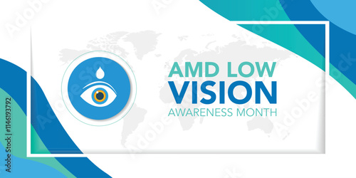 AMD/Low vision awareness month observed each year during February. Vector illustration banner, Holiday, poster, card and background design.