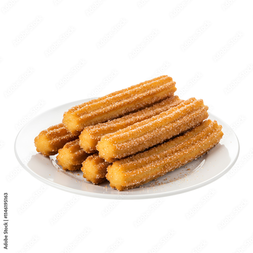 A plate of churros dusted with cinnamon sugar A plate of churros dusted with cinnamon sugar
