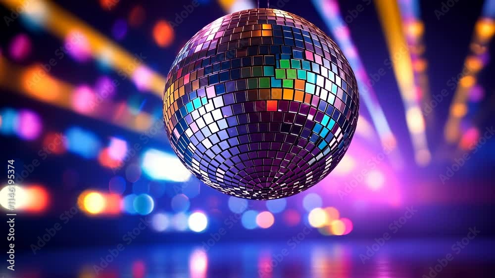 Large colorful multi-colored disco ball close-up on a bright background	