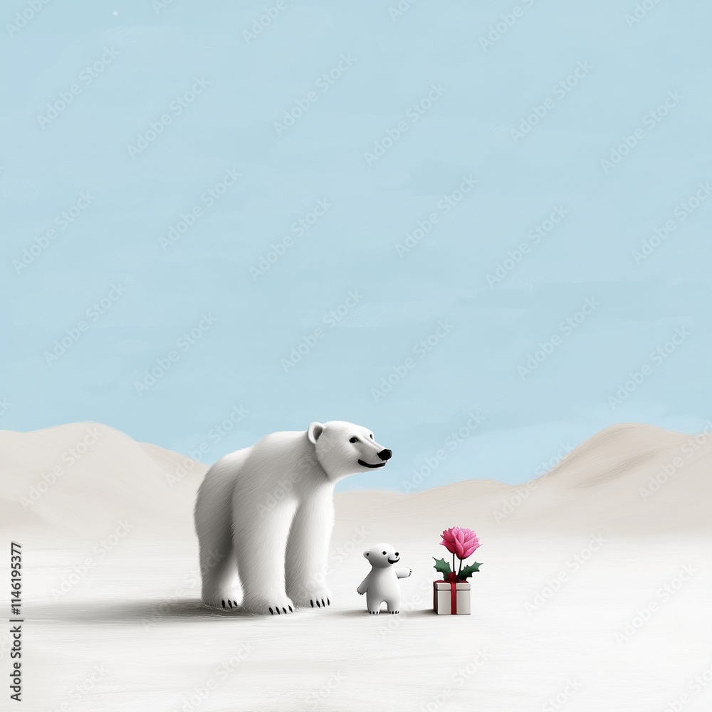 Polar bear family in a winter wonderland. Polar bear family in a winter wonderland.